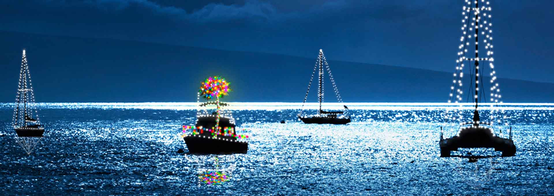 Boats with Christmas Lights